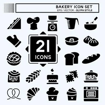 Icon Set Bakery. suitable for Bakery symbol. glyph style. simple design edita Stock Illustration