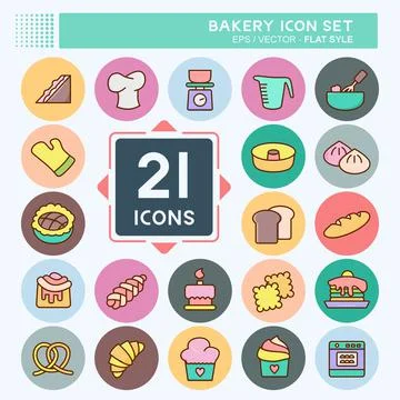 Icon Set Bakery. suitable for Bakery symbol. flat style. simple design editab Stock Illustration