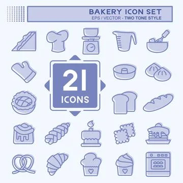 Icon Set Bakery. suitable for Bakery symbol. two tone style. simple design ed Stock Illustration