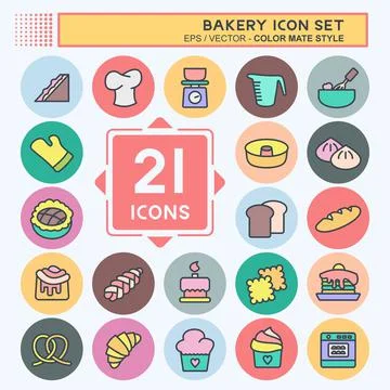 Icon Set Bakery. suitable for Bakery symbol. color mate style. simple design  Stock Illustration