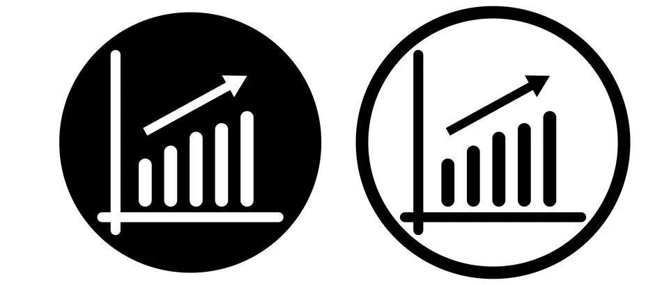 Icon set for bar graphs and charts. Business and investment. Vectors. Stock Illustration