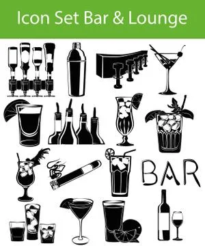 Icon Set Bar &amp; Lounge Stock Illustration