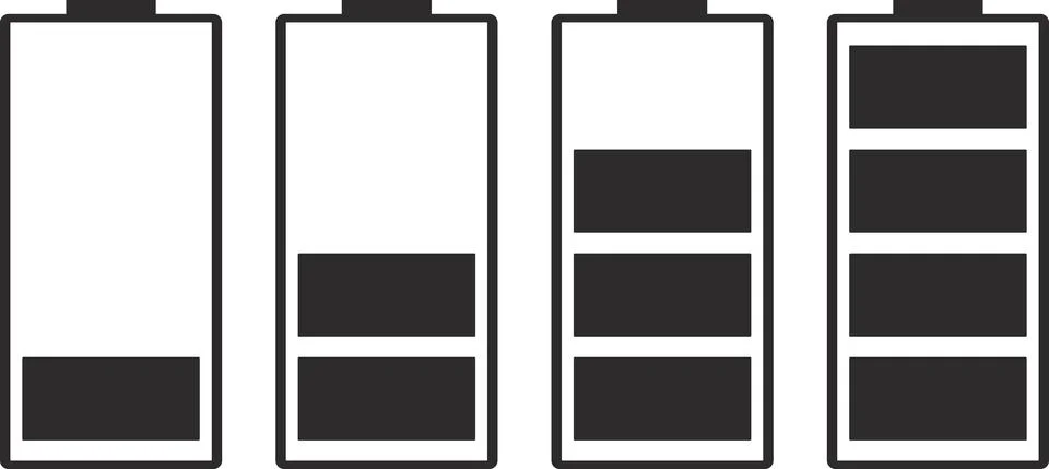 An icon with a set of the battery level. Illustrazione stock