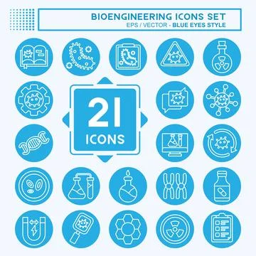 Icon Set Bioengineering. related to Bioengineering symbol. blue eyes style 스톡 일러스트