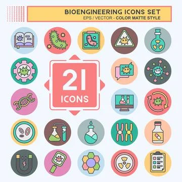 Icon Set Bioengineering. related to Bioengineering symbol. color mate style イラスト素材
