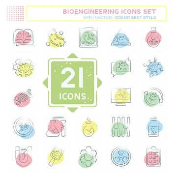 Icon Set Bioengineering. related to Bioengineering symbol. Color Spot Style Stock Illustration