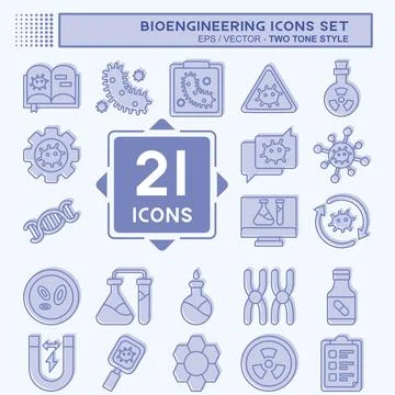 Icon Set Bioengineering. related to Bioengineering symbol. two tone style Illustrazione stock
