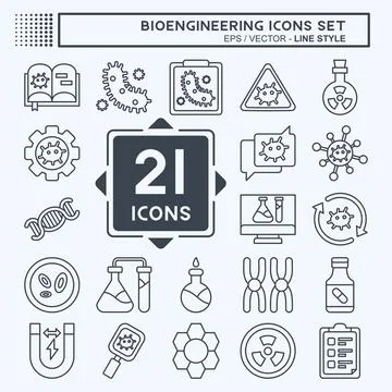 Icon Set Bioengineering. related to Bioengineering symbol. line style Stock Illustration
