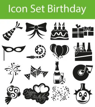 Icon Set Birthday Stock Illustration