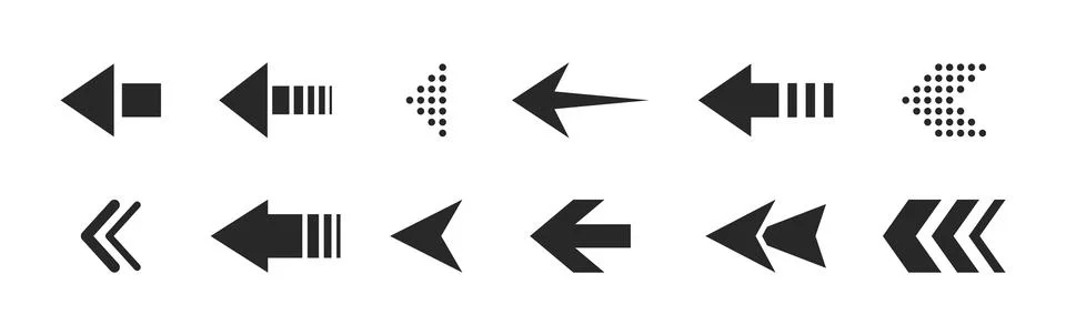 Icon set of black arrows. Flat arrow collection for web user interface design Stock Illustration