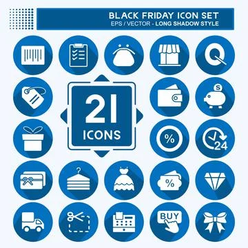Icon Set Black Friday. suitable for Business symbol. long shadow style. simpl Stock Illustration