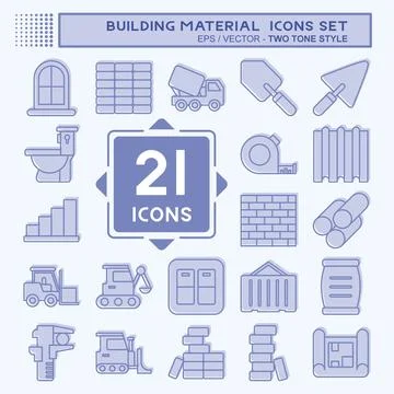 Icon Set Building Material. related to Education symbol. two tone style. si.. Ilustración de archivo