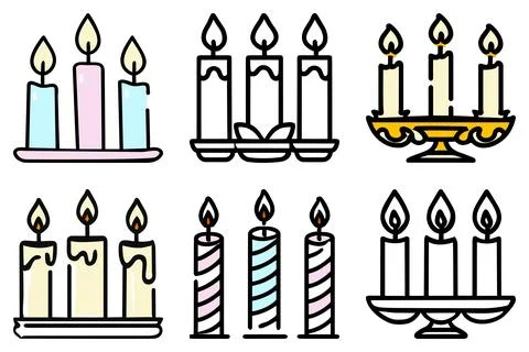 Icon Set Candlestick Candle Lantern illustration vector Stock Illustration