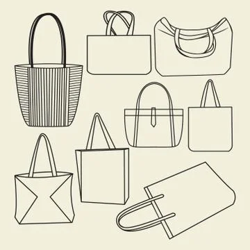 Icon set of canvas bags collection Stock Illustration