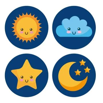 Icon set Climate objects cartoon Illustrazione stock