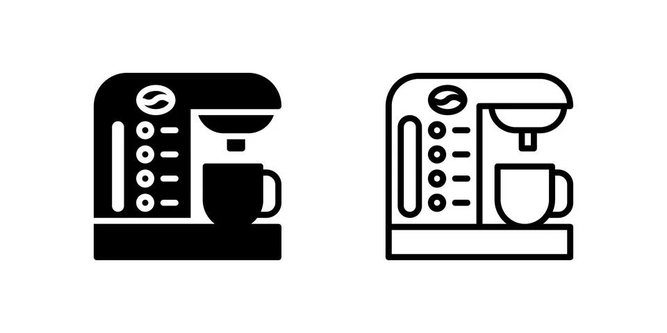 Icon set of coffee maker for brewing hot beverages at home or office Stock Illustration