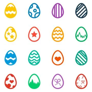 Icon set of colored Easter eggs Holiday icon vector Stock Illustration