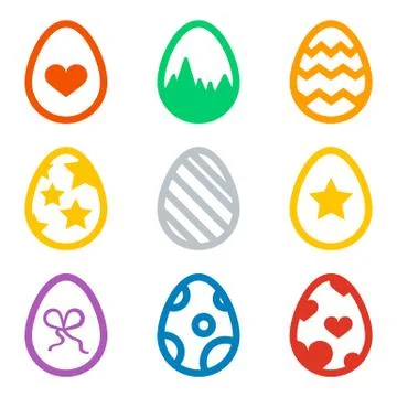 Icon set of colored Easter eggs Holiday icon vector Stock Illustration