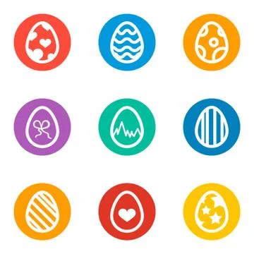 Icon set of colored Easter eggs Holiday icon vector Stock Illustration