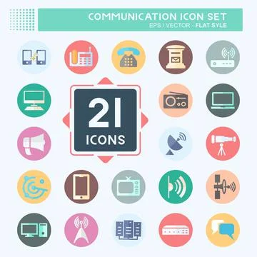 Icon Set Communication - Flat Style,Simple illustration,Editable stroke Stock Illustration