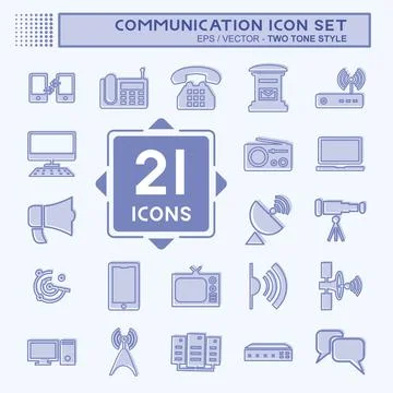 Icon Set Communication - Two Tone Style,Simple illustration,Editable stroke Stock Illustration