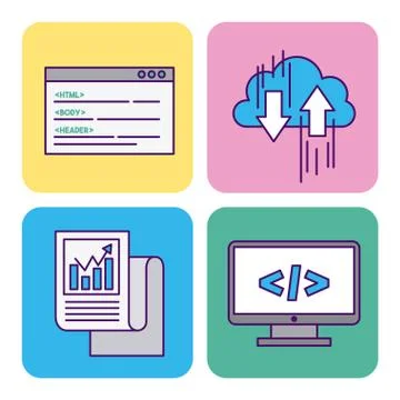 Icon set computer codes Stock Illustration