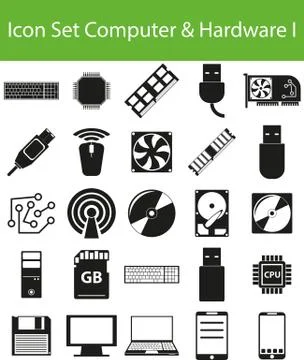 Icon Set Computer Hardware I Illustrazione stock