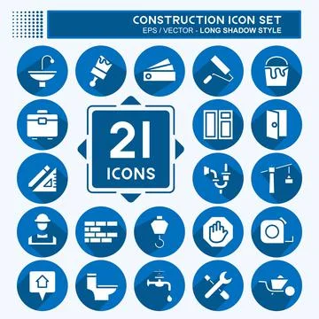 Icon Set Construction. suitable for building symbol. long shadow style. simpl Ilustración de archivo