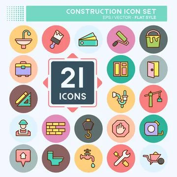 Icon Set Construction. suitable for building symbol. flat style. simple desig Ilustración de archivo