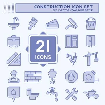 Icon Set Construction. suitable for building symbol. two tone style. simple d Ilustración de archivo
