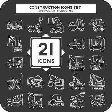 Icon Set Construction Vehicles. related to Construction Machinery symbol. c.. Stock Illustration