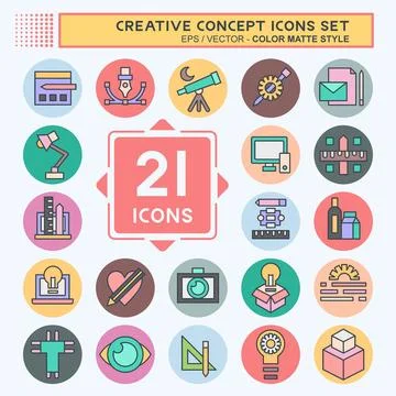 Icon Set Creative Concept. related to Education symbol. color mate style. s.. Illustrazione stock