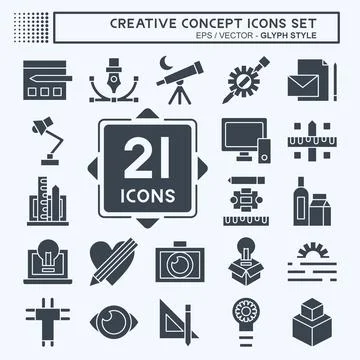 Icon Set Creative Concept. related to Education symbol. glyph style. simple.. Stock Illustration