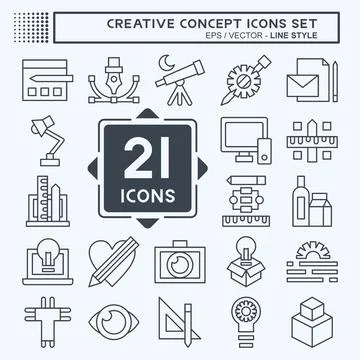 Icon Set Creative Concept. related to Education symbol. line style. simple .. Stock Illustration