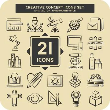 Icon Set Creative Concept. related to Education symbol. hand drawn style. s.. 스톡 일러스트