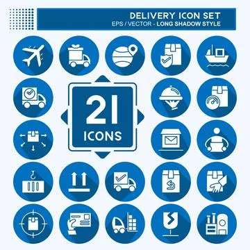 Icon Set Delivery. suitable for education symbol. long shadow style. simple d 스톡 일러스트