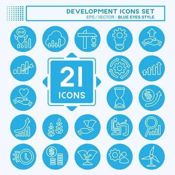 Icon Set Development. related to Education symbol. blue eyes style Stock Illustration