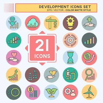Icon Set Development. related to Education symbol. color mate style Stock Illustration