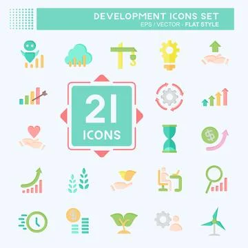 Icon Set Development. related to Education symbol. flat style Illustrazione stock