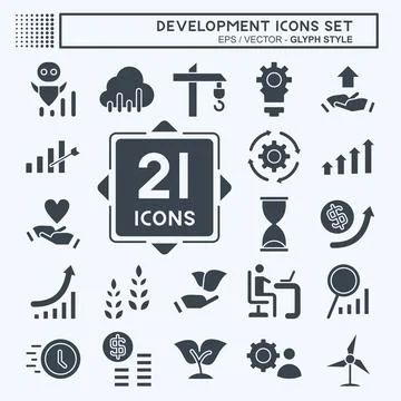 Icon Set Development. related to Education symbol. glyph style Illustrazione stock