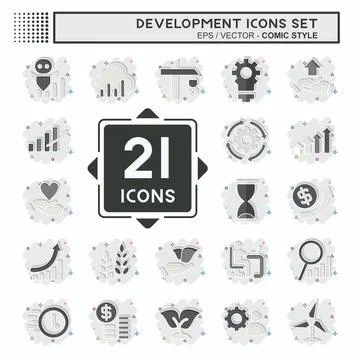 Icon Set Development. related to Education symbol. comic style Stock Illustration