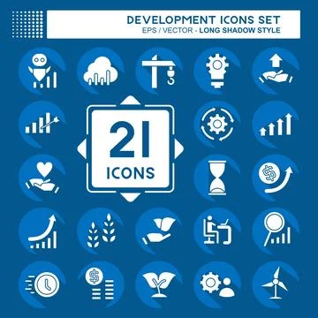 Icon Set Development. related to Education symbol. long shadow style Stock Illustration