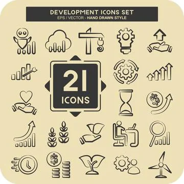 Icon Set Development. related to Education symbol. hand drawn style Stock Illustration
