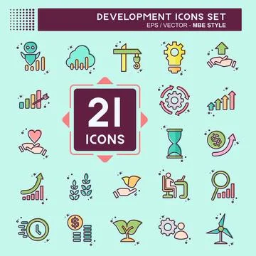 Icon Set Development. related to Education symbol. MBE style Stock Illustration