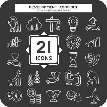 Icon Set Development. related to Education symbol. chalk Style Stock Illustration