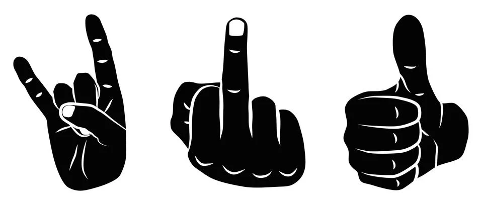 Icon Set Devil Horns, Thumbs Up &amp; Fuck You イラスト素材