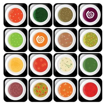 Icon set - different kind of soup Stock Illustration