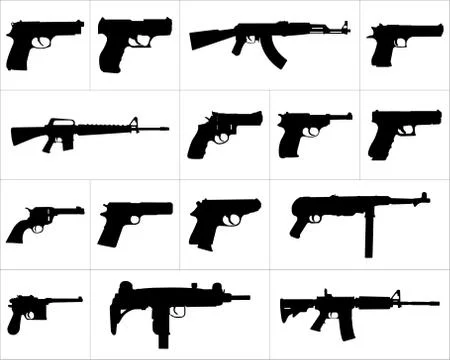 Icon set of different weapons Stock Illustration