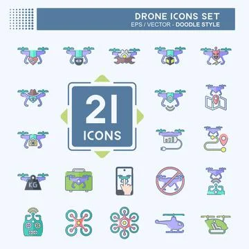 Icon Set Drone. related to Technology symbol. doodle style. simple design e.. Stock-Illustration