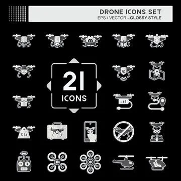 Icon Set Drone. related to Technology symbol. glossy style. simple design e.. Illustrazione stock